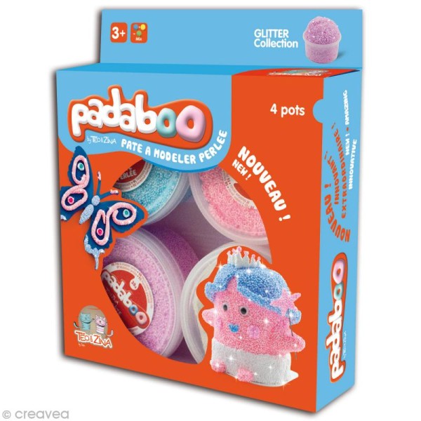 Pâte à modeler Padaboo - Perlée Glitter - 4 x 38 g - Photo n°1