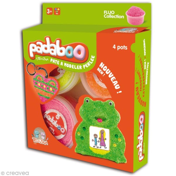 Pâte à modeler Padaboo - Perlée Fluo - 4 x 38 g - Photo n°1