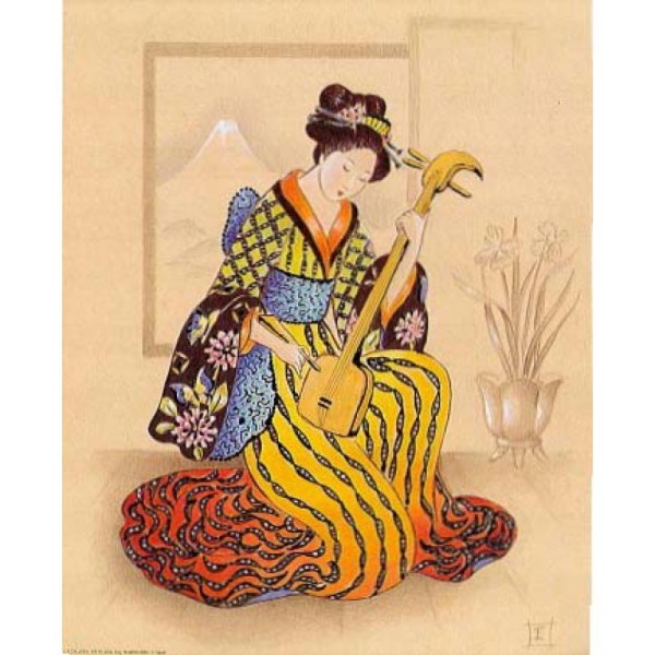 Image 3D Femme - Chinoise et instrument 24 x 32 cm - Photo n°1