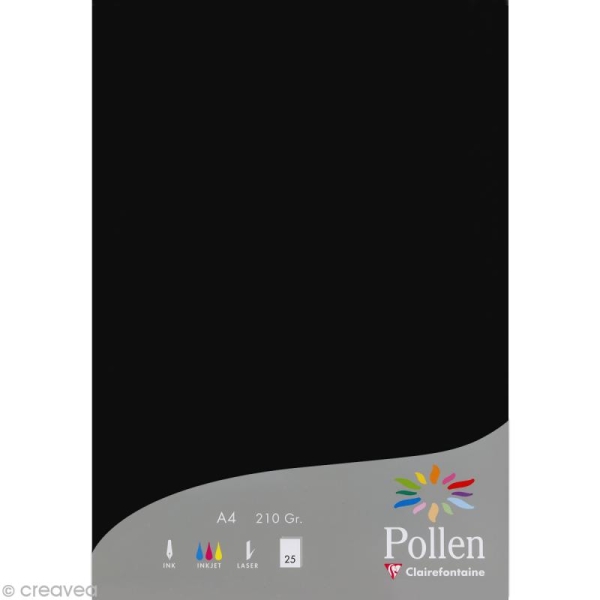 Papier Pollen A4 25 feuilles Noir - Photo n°1