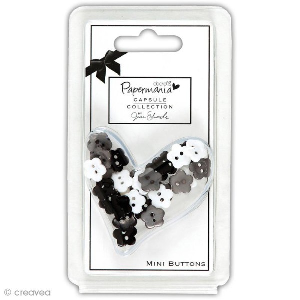 Mini boutons Capsule en fleurs - Daisy Bexley Noir - 30 pcs - Photo n°1