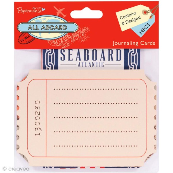 Etiquettes cartes Journaling - All Aboard - 24 tags de 13 x 9 cm - Photo n°1