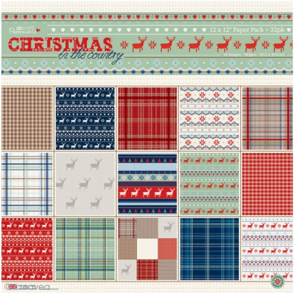 Papier scrapbooking Papermania - Christmas in the country 30 x 30 cm - 32 feuilles - Photo n°1