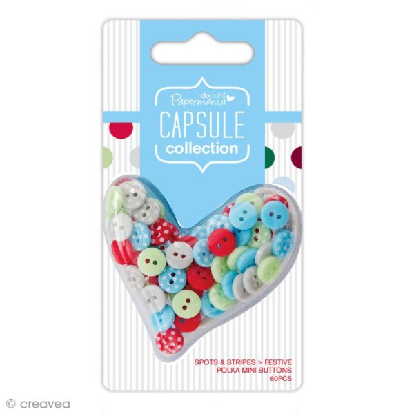 Assortiment de minis boutons Capsule collection - Points & rayures Festive x 60 - Photo n°1
