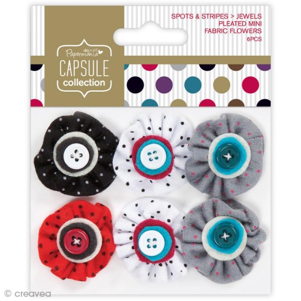 Mini fleur en tissu Capsule collection - Points & rayures Bijoux x 6 - Photo n°1