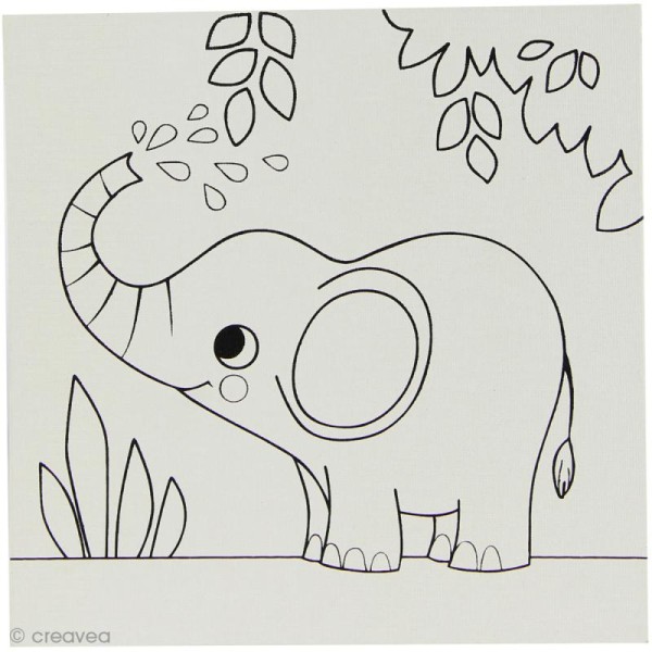 Carton toilé pré-dessiné 20 x 20 cm - Eléphant - Photo n°2
