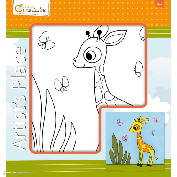 Carton toilé pré-dessiné 25 x 25 cm - Girafe - Photo n°1