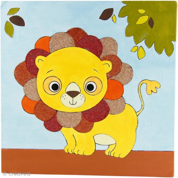 Carton toilé pré-dessiné 30 x 30 cm - Lion - Photo n°2