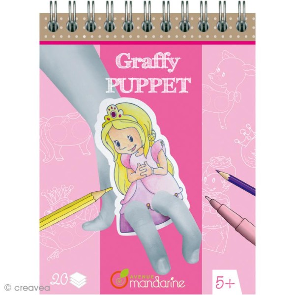 Mini bloc de coloriage Graffy puppet Monde féérique - 20 pages 10 x 13 cm - Photo n°1