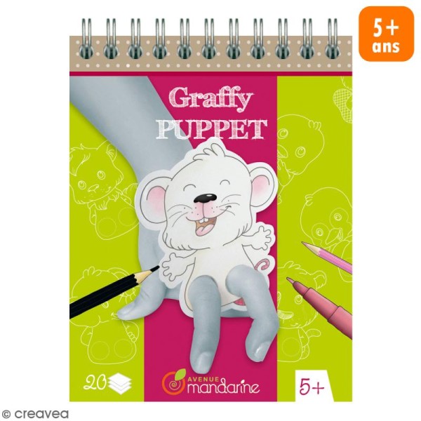 Mini bloc de coloriage Graffy puppet Drôles d'animaux - 20 pages 10 x 13 cm - Photo n°1