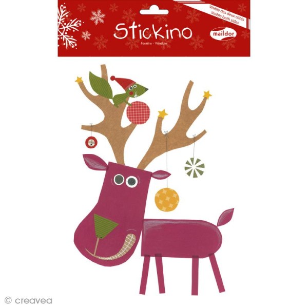 Stickers pour fenêtre - Noël renne - 1 planche 20 x 26 cm - Photo n°1