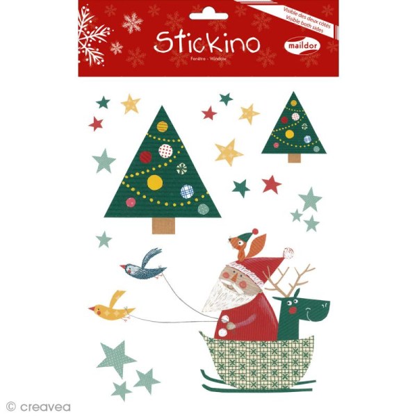 Stickers pour fenêtre - Noël Père Noël - 1 planche 20 x 26 cm - Photo n°1