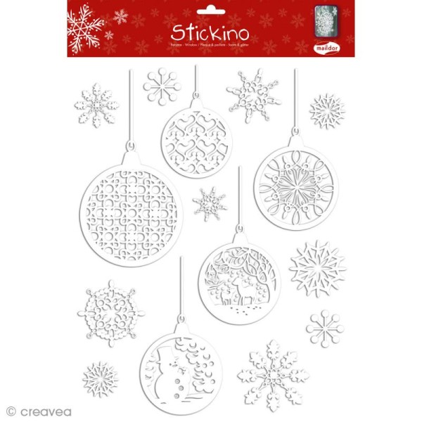 Stickers pour fenêtre - Noël floqué & pailleté 1 - 1 planche 30 x 38 cm - Photo n°1