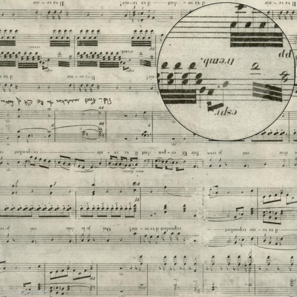 Papier scrapbooking Bazzill 30 x 30 cm - Motif - Antique sheet music (imprimé partition) - Photo n°1