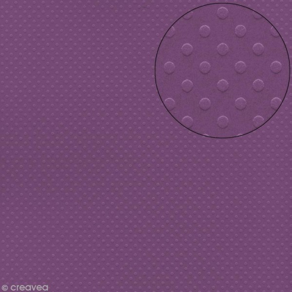 Papier scrapbooking Bazzill 30 x 30 cm - Pois - Grape jelly (violet raisin) - Photo n°1
