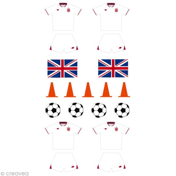 Stickers Puffies 13,5 x 8 cm - Foot Angleterre x 19 autocollants - Photo n°1