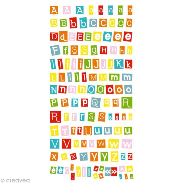 Stickers Puffies 13,5 x 8 cm - Alphabet fun x 126 autocollants - Photo n°1