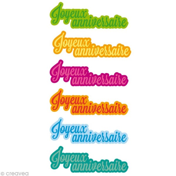 Stickers Puffies 13,5 x 8 cm - Joyeux anniversaire x 6 autocollants - Photo n°1