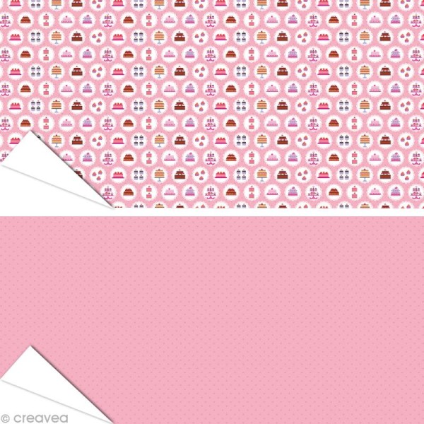 Papier Artepatch - Cupcakes et pois roses - 2 feuilles de 40 x 50 cm - Photo n°1