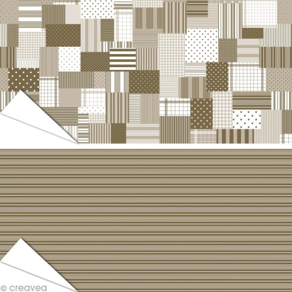 Papier Artepatch - Lignes et patchwork foncés - 2 feuilles de 40 x 50 cm - Photo n°1
