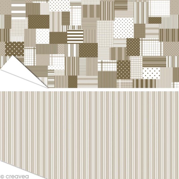 Papier Artepatch - Lignes et patchwork clairs - 2 feuilles de 40 x 50 cm - Photo n°1