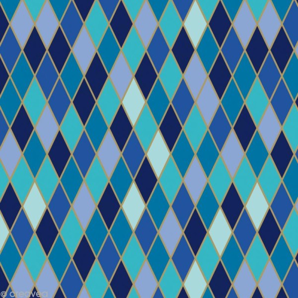 Papier Artepatch - Losanges et bleu uni - 2 feuilles de 40 x 50 cm - Photo n°2