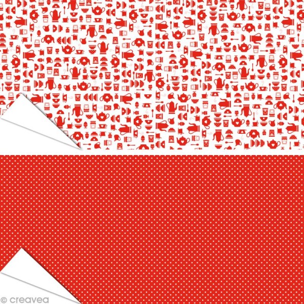 Papier Artepatch - Petit déjeuner rouge et pois - 2 feuilles de 40 x 50 cm - Photo n°1