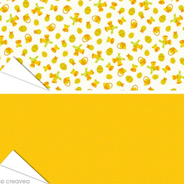 Papier Artepatch - Pâques jaune et pois - 2 feuilles de 40 x 50 cm - Photo n°1