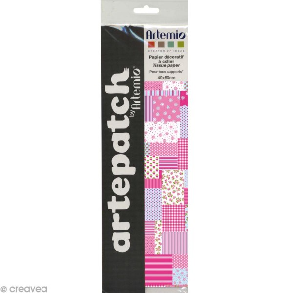 Papier Artepatch - Lignes et patchwork roses - 2 feuilles de 40 x 50 cm - Photo n°4