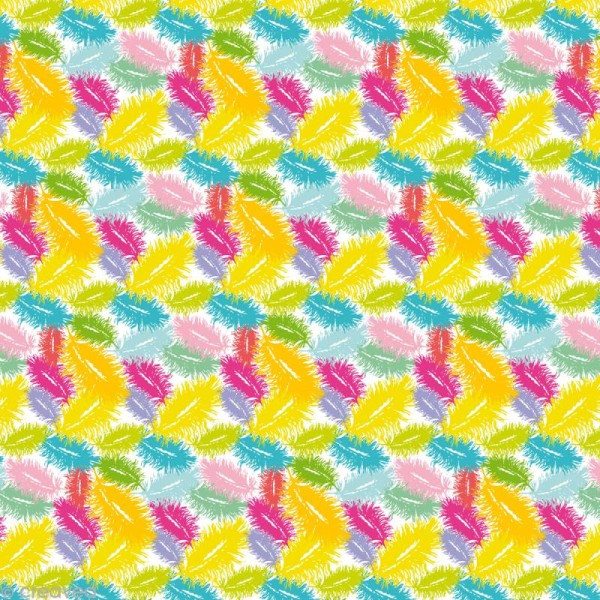 Papier décoratif à coller Artepatch - Plumes multicolores - 40 x 50 cm - Photo n°1
