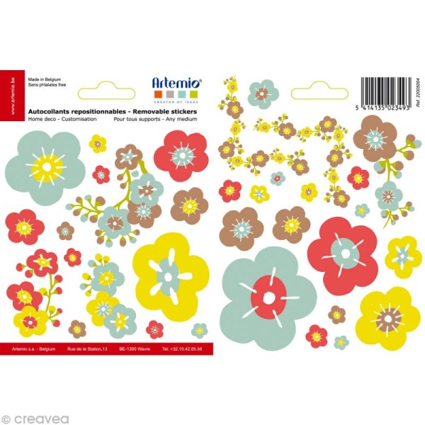 Masking tape stickers Fleurs japon - 34 autocollants repositionnables - Photo n°1