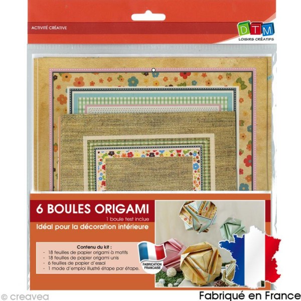 Kit origami - Boules de Noël - Vintage - Photo n°1