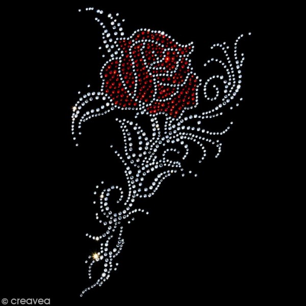 Motif thermocollant strass - Rose tribal - 15 x 25 cm - Photo n°1