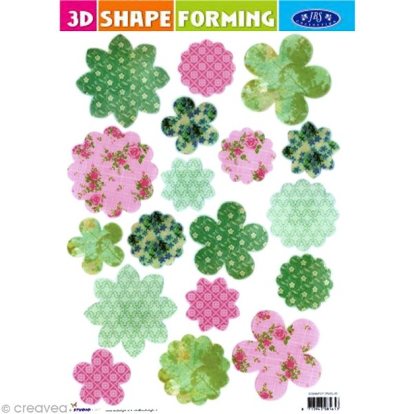 Shape forming 3D - Fleur - Fleurs roses et vertes - Photo n°1