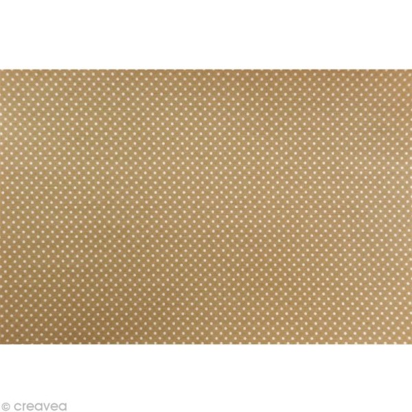 Coupon de coton enduit 45 x 53 cm - Beige pois blancs - Photo n°1