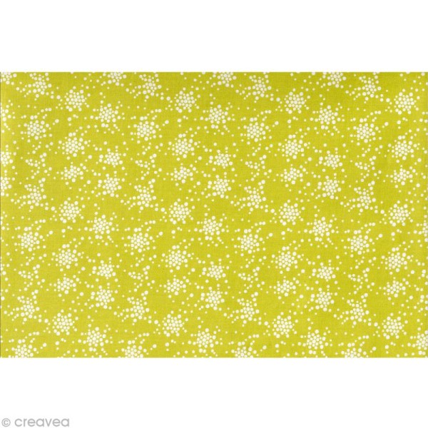 Coupon de coton enduit 45 x 53 cm - Anis à fleurs - Photo n°1