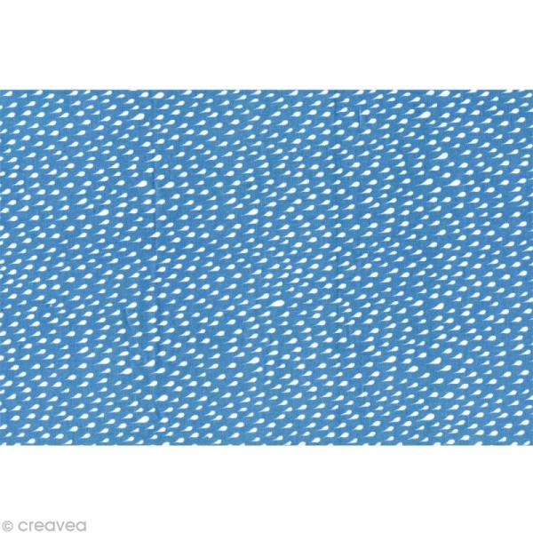 Coupon de coton enduit 45 x 53 cm - Gouttelette bleu - Photo n°1
