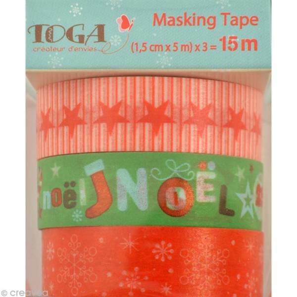 Masking tape Toga - Le Noël des lutins - 3 rouleaux de 5 m - Photo n°2