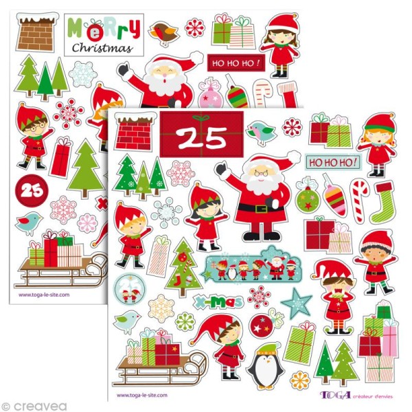 Stickers Le Noël des lutins Toga - 2 planches de 15 x 15 cm - Photo n°2
