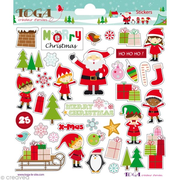 Stickers Le Noël des lutins Toga - 2 planches de 15 x 15 cm - Photo n°1