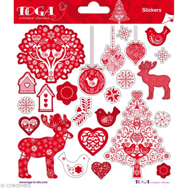 Stickers Noël scandinave Toga - 2 planches de 15 x 15 cm - Photo n°1