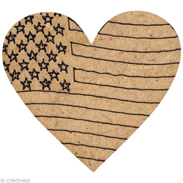 Forme en bois New York - Coeur drapeau usa - 3 cm - Photo n°1