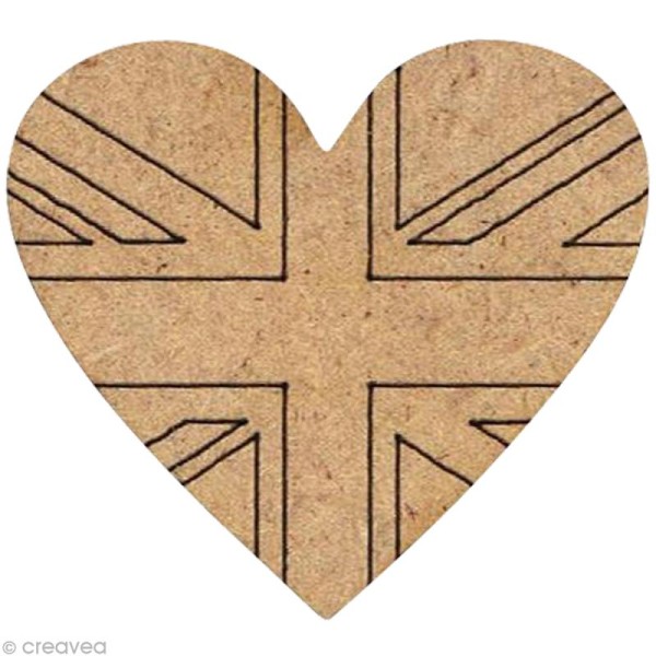 Forme en bois Londres - Coeur drapeau GB - 3 cm - Photo n°1