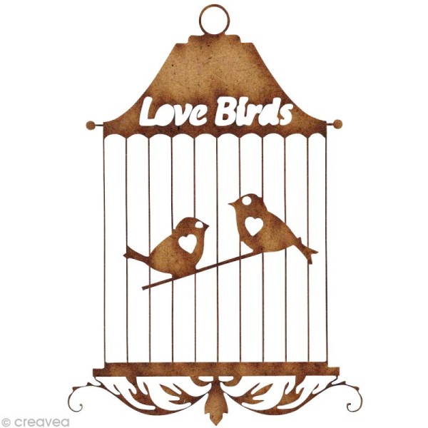 Forme en bois Divers - Cage oiseau love birds - 8 cm - Photo n°1