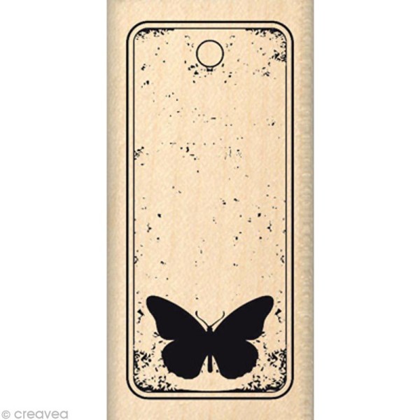 Tampon Shabby - Mini étiquette papillon 6 x 3 cm - Photo n°1