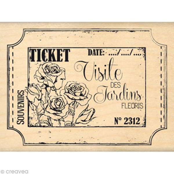 Tampon Shabby - Ticket fleuri 8 x 6 cm - Photo n°1
