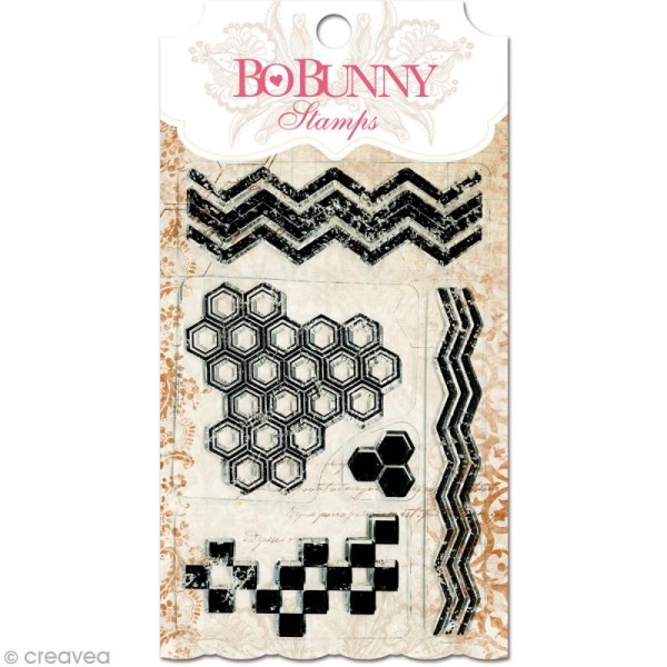 Tampon clear Bo Bunny - Geometric patterns - Planche 10 x 15,3 cm - Photo n°1