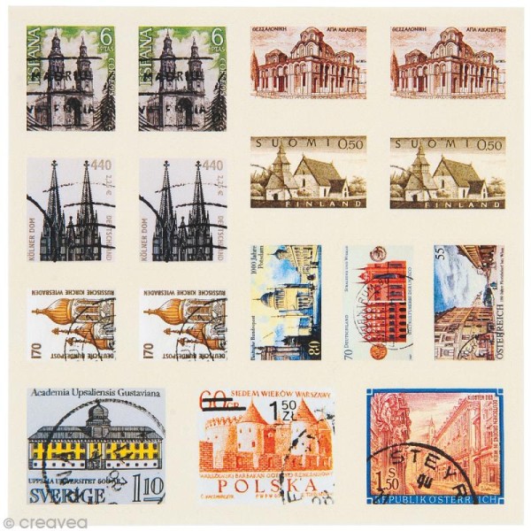 Sticker timbre décoratif - Ville - 96 autocollants - Photo n°1