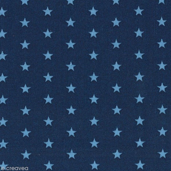 Tissu Frou Frou Bleu intense - Etoile (110) - A la coupe par 10 cm (sur mesure) - Photo n°1