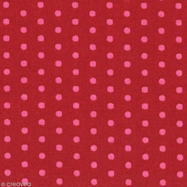Tissu Frou Frou Rubis éclatant - Pois (208) - A la coupe par 10 cm (sur mesure) - Photo n°1